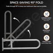 Plantex Stainless Steel 24 Inch U-Shape Handle for Bathroom Support/Bedside Anti-Slip Shower Grab Bar for Bathroom/Space-Saving Safety Bar for Shower/Toilet- (2046, Chrome)