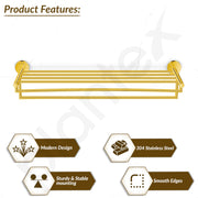 Plantex 304 Grade Stainless Steel 24-inch Towel Rack for Bathroom/Towel Stand/Cloth Hanger for Bathroom/Towel Bar/Bathroom Accessories - Oreo (Gold)