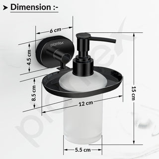 Plantex J4 Stainless Steel Liquid Soap Dispenser/Shampoo Dispenser for Wash Basin/Hand Wash Dispenser Wall Mounted/Bathroom Accessories (PVD Black Finish) Onix