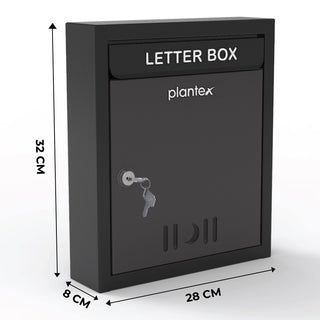 Plantex Letter Box/Post Box/Letter Box for Home gate/Suggestion Box for Office Use with Key Lock/Mail Box (Black) - Wall Mount - A4 Size