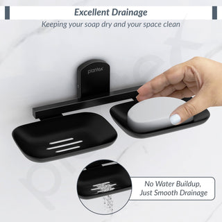 Plantex 304 Grade Stainless Steel Double Soap Holder for Bathroom/Soap Stands/Bathroom Accessories - Parv (Black)