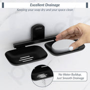 Plantex 304 Grade Stainless Steel Double Soap Holder for Bathroom/Soap Stands/Bathroom Accessories - Parv (Black)