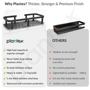 Plantex Stainless 304 Grade Steel Shelf for Bathroom/Kitchen Rack - Bathroom Accessories - Pack of 2 (12X5 Inches-Black Finish)