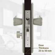 Plantex Heavy-Duty Main Door Lock Set/Door Handle Lock/6-Lever Lock Mechanism Mortise Lock with 3 Keys/Brass Lock Body & Cylinder (PTP-07, Satin & Black)
