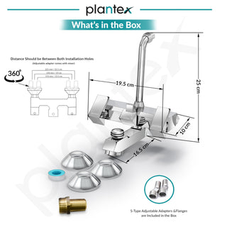 Plantex Brass Wall Mixer for Bathroom 3 in 1/L-Bend Connector for Overhead/Hand Shower/Spout Mixer Tap/Mixture Tap for Bathroom with 7-Year Manufacturer's Warranty-(Pri-319-Chrome)