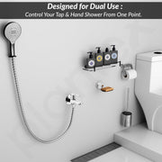 Plantex Pure Brass 2 in 1 Tap for Washing Machine/2-Way Bib Cock for Bathroom with Brass Wall Flange & Teflon Tape - (Chrome)