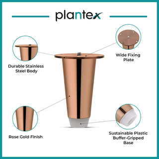 Plantex Heavy Duty Stainless Steel 4 inch Sofa Leg/Bed Furniture Leg Pair for Home Furnitures (DTS-53, Rose Gold) � 10 Pcs