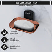 Plantex 304 Grade Stainless Steel soap Dish for Bathroom/Soap Stand for Bathroom/Soap Dish/Bathroom Accessories - Parv (Rose Gold & Black)