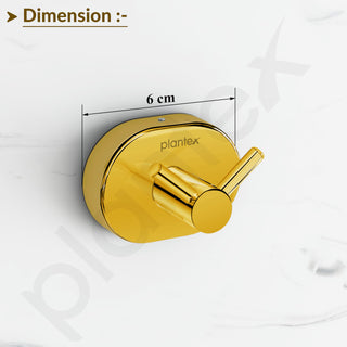 Plantex J4 Stainless Steel Clothes Hanger for Wall/Hangers for Bathroom/Robe Hook/Bathroom Accessories (PVD Gold Finish) Onix
