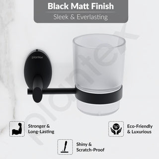 Plantex 304 Grade Stainless Steel Tumbler Holder/Tooth Brush Holder/Bathroom Accessories - Oreva (Black)