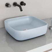 Plantex Premium Tabletop Ceramic Square Wash Basin/Countertop Bathroom Sink (Ocean, 16 x 16 x 5 Inch)