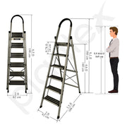 Plantex Ladder for Home-Foldable Aluminium 6 Step Ladder-Wide Anti Skid Steps/Strong Wide Steps Ladder (Anodize Coated-Gold)