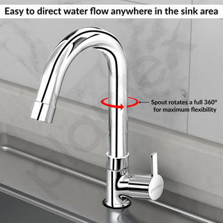 Plantex Kitchen Sink Tap with Water Saving Aerator/Sink Tap for Kitchen Basin with 360° Swivel Spout/Bathroom Accessories - (Rio, Chrome)