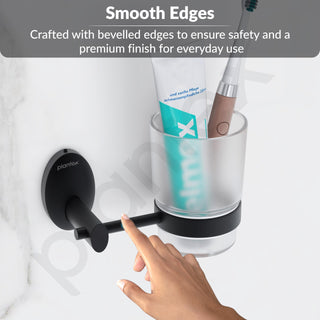 Plantex 304 Grade Stainless Steel Tumbler Holder/Tooth Brush Holder/Bathroom Accessories - Oreva (Black)