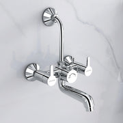 Plantex Pure Brass Wall Mixer for Bathroom 2 in 1 with L-Bend Provision for Overhead Shower/Mixer Tap for Bathroom with Water Saving Nozzle Aerator - 7 Year Warranty by Plantex (Ore-1420, Chrome)