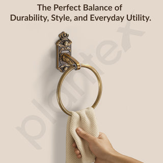 Plantex Aluminium Antique Towel Ring/Napkin Holder/Towel Hanger/Bathroom Accessories (Brass-Antique Finish)