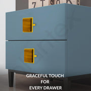 Plantex Knobs for Drawer/Square Drawer Knobs/Knobs for Cabinets/Pull-Push Knobs for Kitchen/Bedroom Drawer - Pack of 4 (Big, Gold & Wood)