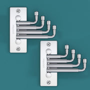 Plantex 4 Pin Stainless Steel Flexible Wall Hooks/Wall Hooks for Hanging Strong/Cloth Wall Hanger/Bathroom Accessories - Pack of 2 (Matt)