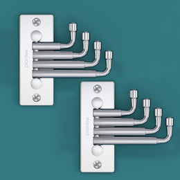 Plantex 4 Pin Stainless Steel Flexible Wall Hooks/Wall Hooks for Hanging Strong/Cloth Wall Hanger/Bathroom Accessories - Pack of 2 (Matt)