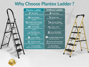Plantex 6 Step Ladder -Foldable Steel 6 Step Ladder-Wide Anti Skid Steps-Made in India(Grey & White)