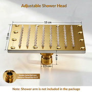 Plantex Stainless Steel Overhead Shower 6 x 6 inch with Water-Saving Technology/High pressure Rain Shower Head without Arm/Bathroom Shower -(Sandwich-PVD Gold)