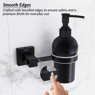 Plantex 304 Grade Stainless Steel Hand Wash Holder for Wash Basin Liquid Soap Dispenser/Bathroom Accessories - Splash (Black)
