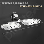 Plantex Dual Soap Holder for Bathroom/Pure Brass Double Soap Dish/soap Stand/Soap Bar/Soap Case/Bathroom Accessories - Pack of 1 (APS-DL-04, Chrome)