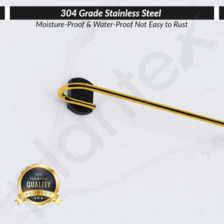 Plantex 304 Grade Stainless Steel 24 inch Single Towel Rod for Bathroom/Towel Bar/Towel Hanger/Bathroom Accessories - Parv (Gold & Black)