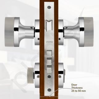 Plantex Heavy Duty Door Lock/Main Door Mortise Lock Handle/Handle Set for Home/Office/Door Accessories (Satin White, Chrome)