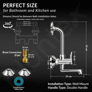Plantex Pure Brass 2-in-1 Wall Mixer with Brass Wall Flange & Teflon Tape/Mixer Tap for Bathroom with Overhead Shower Provision and Long Bend Pipe/Bathroom Tap/Taps for Bathroom-(Star, Chrome)