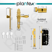 Plantex Heavy-Duty Door Lock Set -Main Door Lock Handle Set/6-Lever Lock Mechanism with 3 Years of Warranty/Mortise Lock with 3 Keys, Brass Lock Body & Cylinder(658- Gold)