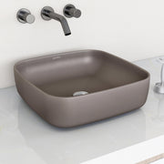 Plantex Platinum Ceramic Tabletop Square Wash Basin/Countertop Bathroom Sink (Choco, 16 x 16 x 5 Inch)
