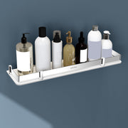 Plantex Acrylic Shelf for Bathroom/Living Room Wall Mounted Shelf with Silver Railings - Bathroom Accessories (White, 18x6 inches)