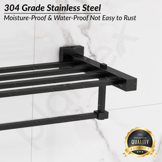 Plantex 304 Grade Stainless Steel 24 inch Towel Rack/Towel Hanger for Bathroom/Towel Rod/Towel Bar/Bathroom Accessories - Splash (Black)