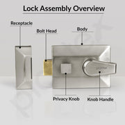 Plantex Heavy Duty Night Latch Door Lock with Key & Lever for Main Door/Inside Opening for Home,Hotel,Office - Pack of 1 (Matt)
