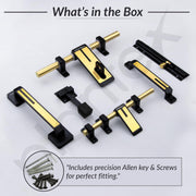Plantex Stainless Steel Door Kit for Single Door/Door Accessories (10-inch Al-Drop,8-inch Latch,2 Handles,7-inch Tower Bolt and 4-inch Door Stopper-(Black & Gold)