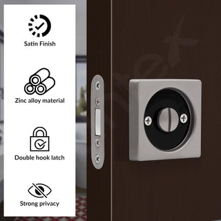 Plantex Zinc Door Lock For Bathroom/Pocket Door Latch/Door Hardware For Home/Bedroom/Bathroom - (Dtm-620, Satin And Black)