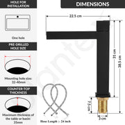 Plantex Wash Basin Mixer Tap/Brass Thermostatic Hot & Cold Basin Mixer Faucet/Deck Mount Pillar Spout for Bathroom Sink - Pack of 1 (4605, Black Matt)