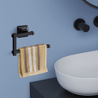 Plantex Bathroom Accessories - Stainless Steel 304 Grade Squaro Napkin Holder/Towel Holder/Towel Hanger for Kitchen/Towel Ring (Black)