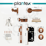 Plantex Door Handle Lock/Main Door Lock Set for Home/Mortise Lock Set with Brass Lock Body & Cylinder  (7135, PVD-Choco)