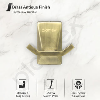 Plantex 304 Grade Stainless Steel Robe Hook/Hanger for Bathroom/Robe Hooks for Bathroom/Hooks/Bathroom Accessories - Crystal (Brass Antique)