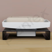 Plantex Single Soap Dish/Stainless Steel and ABS Soap Dish for Bathroom/Soap Stand/Holder/Bathroom Accessories - (Black & White)