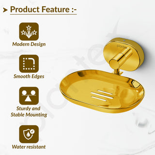 Plantex J4 Stainless Steel Wall Mounted Soap Holder for Bathroom/Soap Holder for Kitchen/Soap Stand for Bathroom/Bathroom Accessories (PVD Gold Finish) Onix