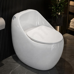 Plantex Imported Platinum Ceramic Western Commode/S Trap Siphonic Vaccum Jet Flush/Rimless One Piece Commode with Soft Close Seat Cover (White)