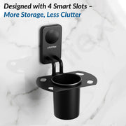Plantex Stainless Steel Toothbrush Holder/Tumbler Holder Stand/Wall Mounted Toothbrush Stand for Bathroom Accessories - Pack of 1 (Black, 576)