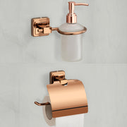 Plantex Decan 304 Grade Stainless Steel Toilet Paper Holder/Liquid Soap Dispenser/Handwash Dispenser/Bathroom Accessories - Rose Gold