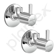 Plantex Angle Valve with Flanges and Teflon Tape/Pack of 2/Angle Cock for Bathroom and Kitchen - (Chrome)