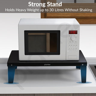 Plantex GI Steel Oven Stand/Microwave Stand for Kitchen Platform/Easy to Screw-Fit & Assemble OTG Rack/Kitchen Storage Shelf – Metal (Black)