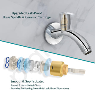 Plantex AQ-1402 Pure Brass Bib Cock Water Tap with Water Saving Aerator/Bib Tap with Brass Wall Flange & Teflon Tape-7 Year Warranty (Mirror Chrome Finish)