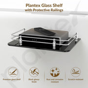 Plantex Glass Setup Box Stand Wall Mounted/Glass Shelf/Wall Shelf Rack/Wall Mount Holder with Wall Brackets (12 X 9 Inch, Black)